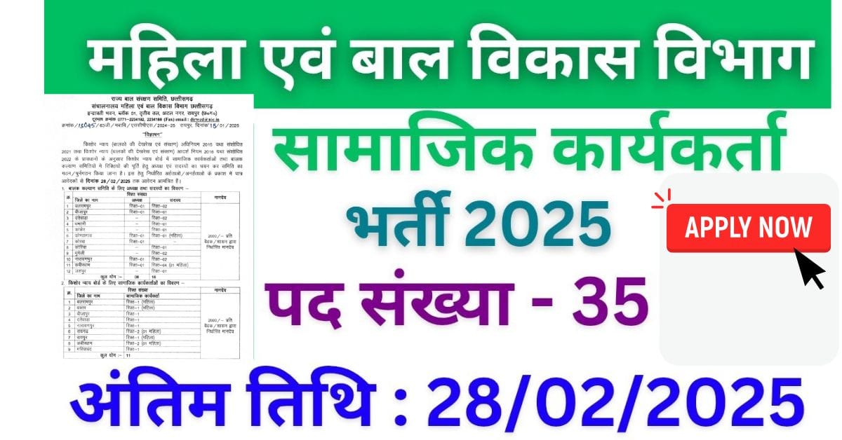 cg mahila bal vikas vacancy 2025